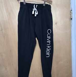 Calvin Klein Black Sweatpants with White Drawstring